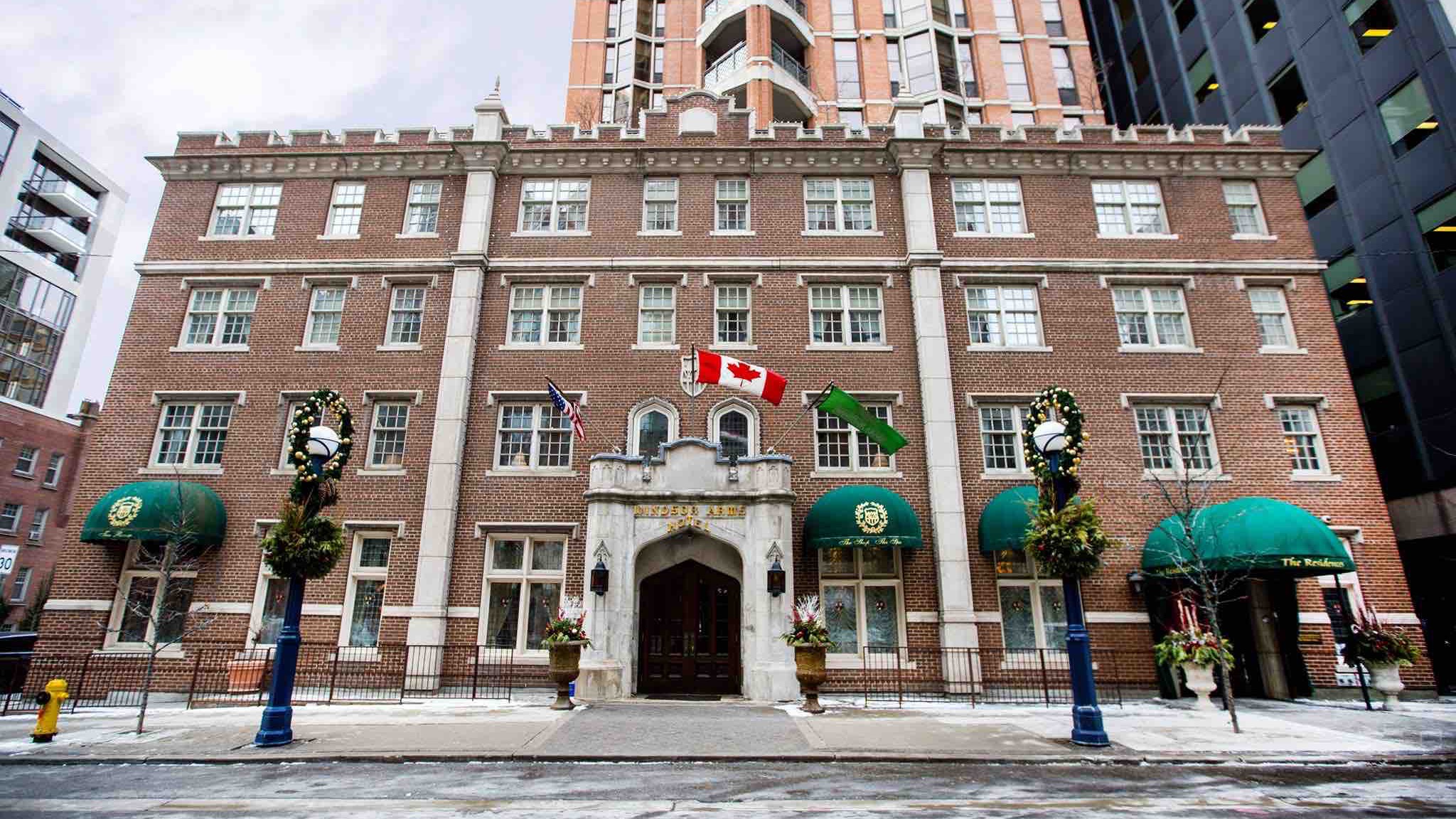 The outside of the windsor Arms hotel toronto made by brick 