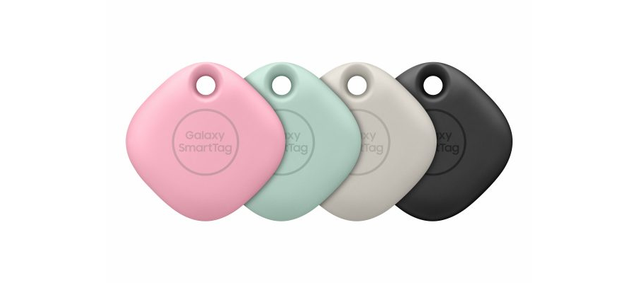Four different coloured Samsung Galaxy Smart Tag Plus - Bluetooth 5.0
