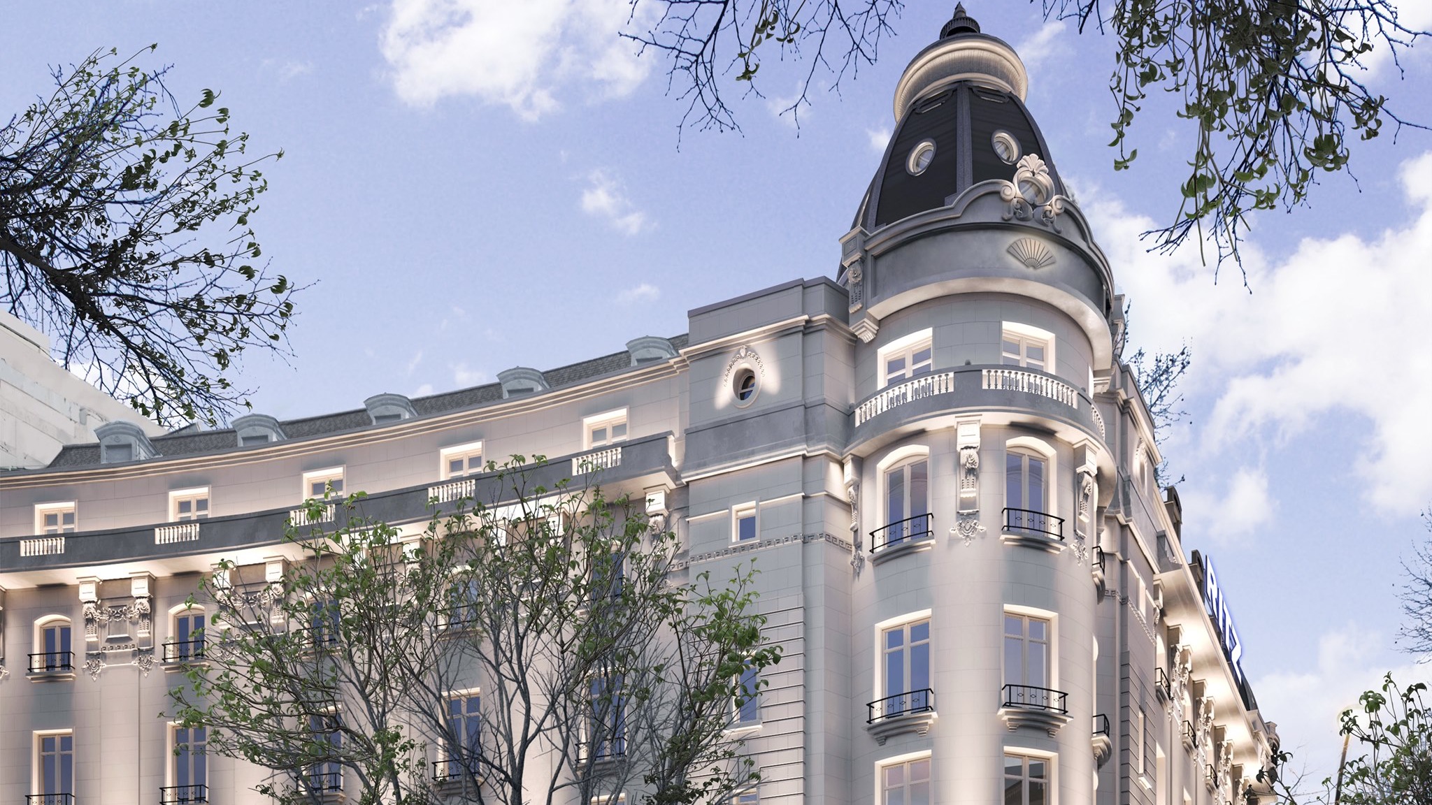 The Mandarin Oriental Ritz in Madrid from an outside perspective at a afternoon