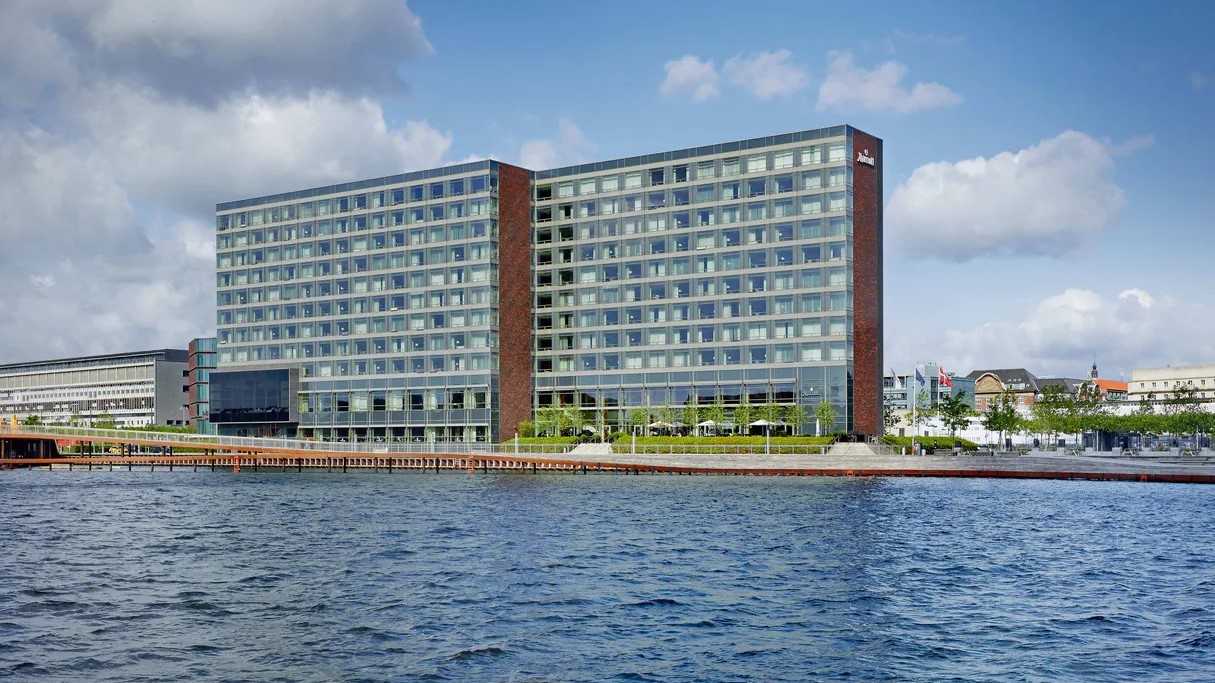 View of Copenhagen mariott hotel from the lake
