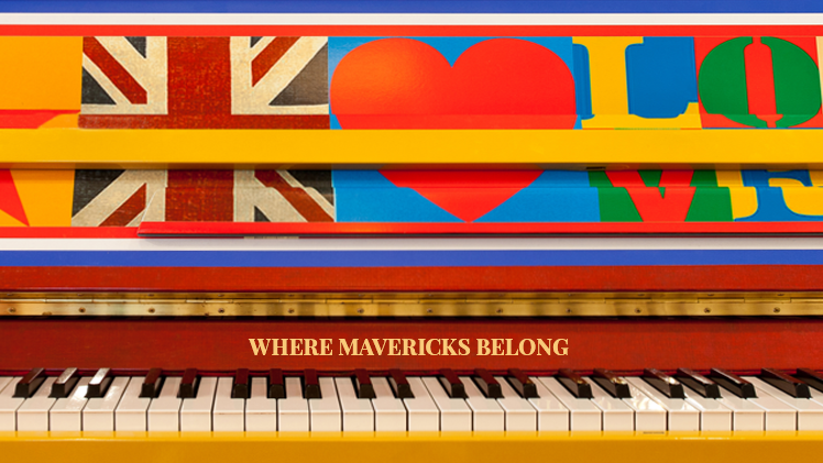 a piano at The Groucho Club with their motto