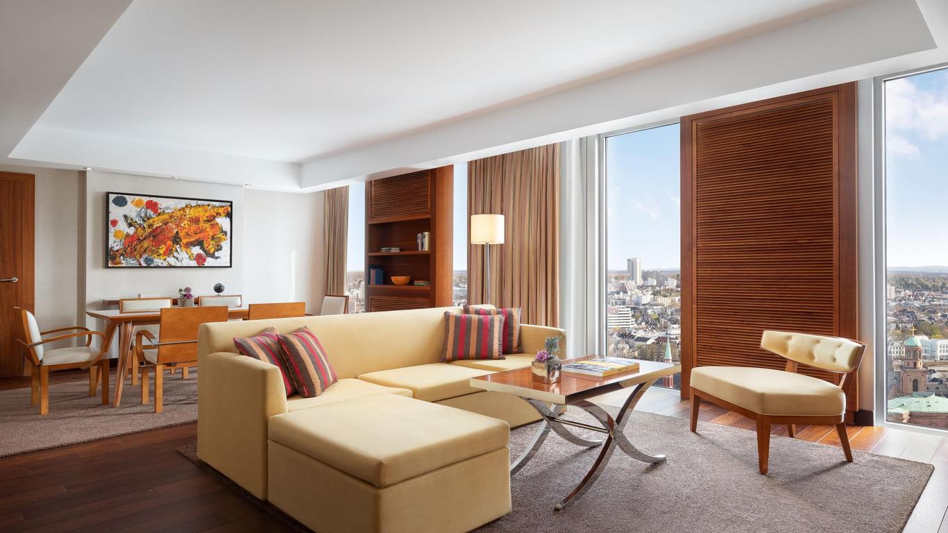 a suite at JW Marriott Hotel Frankfurt  with sofas in the middle