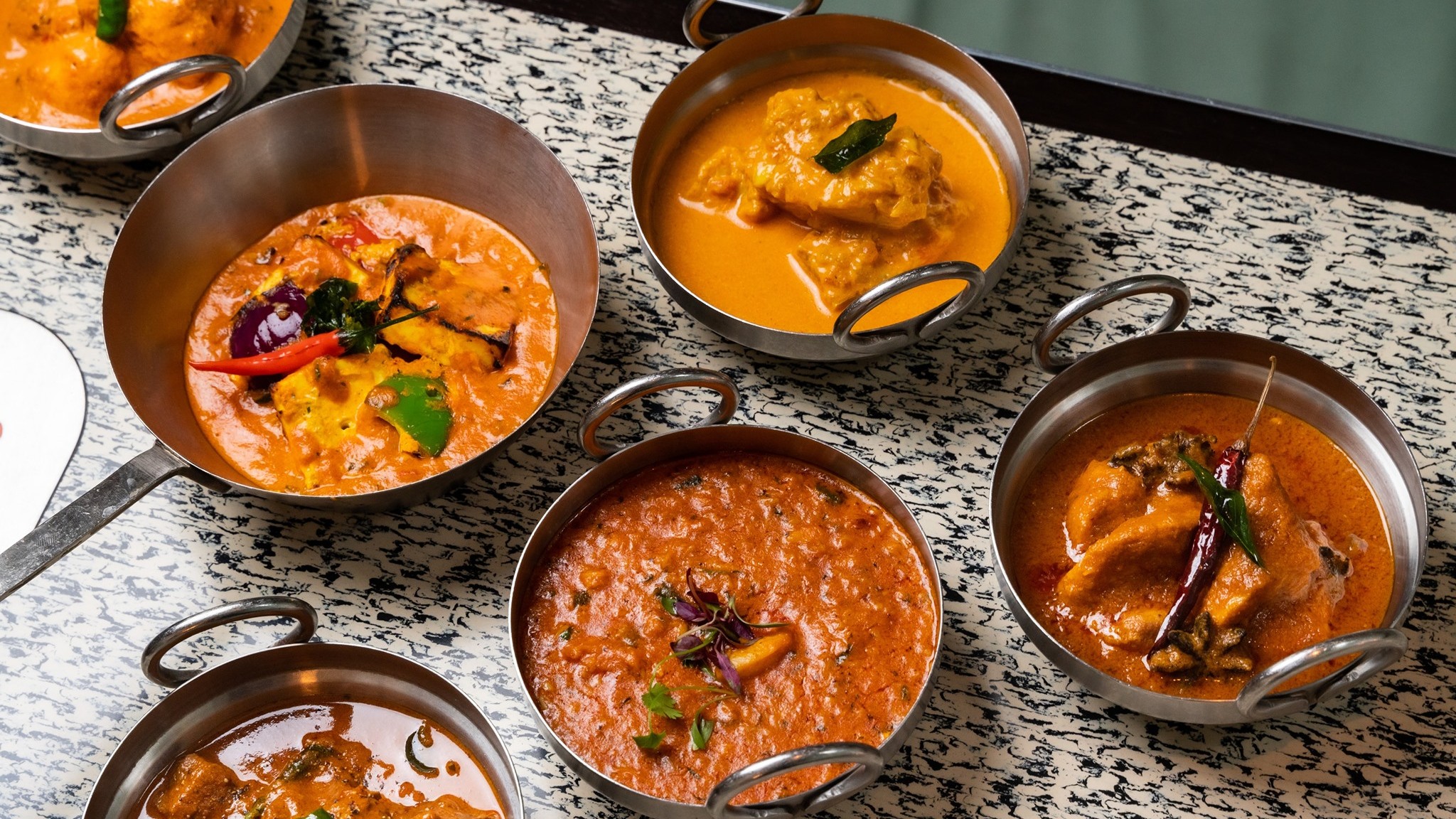 indian food on a table at bombay bustle 