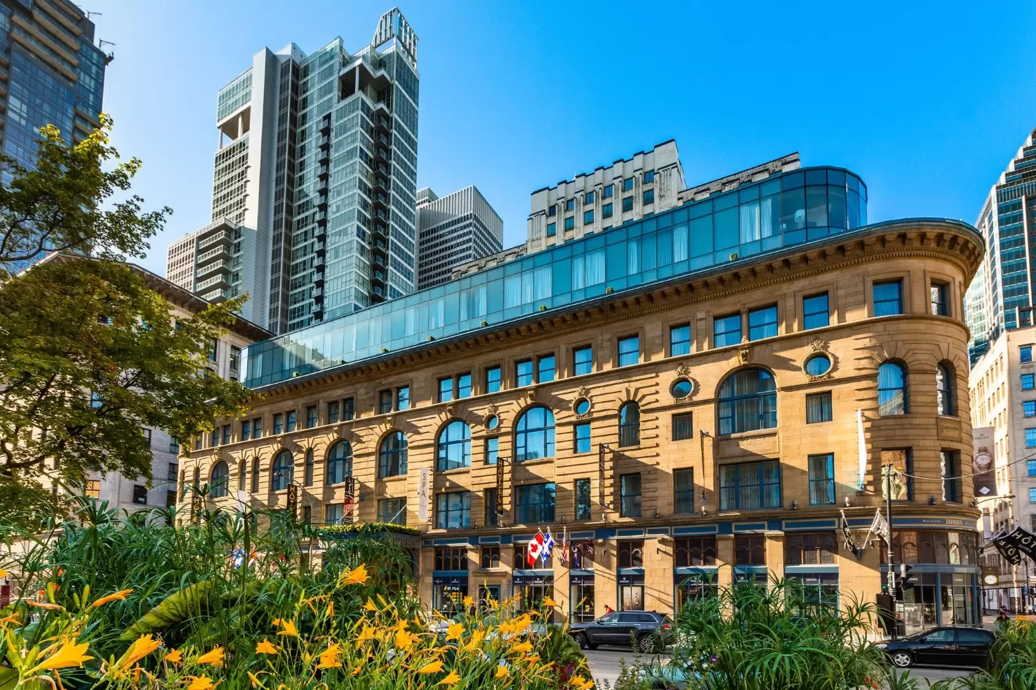 Outside Hotel Birks in Montreal durning daytime